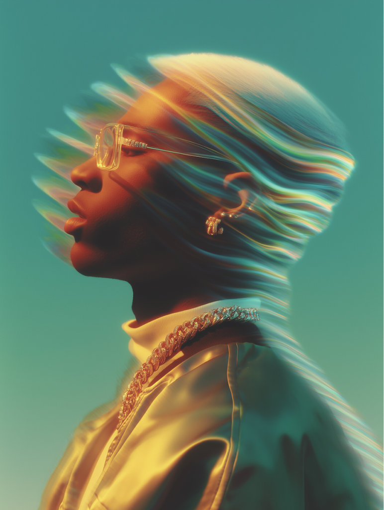 AI generated portrait with prismatic light